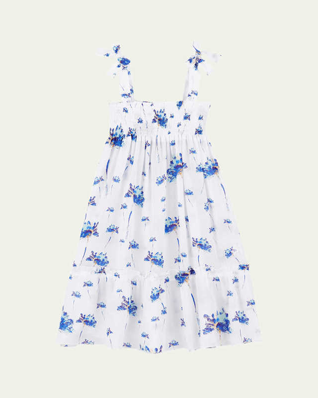 Girl's Shiny Floral Tie-Shoulder Dress, Size 2-1